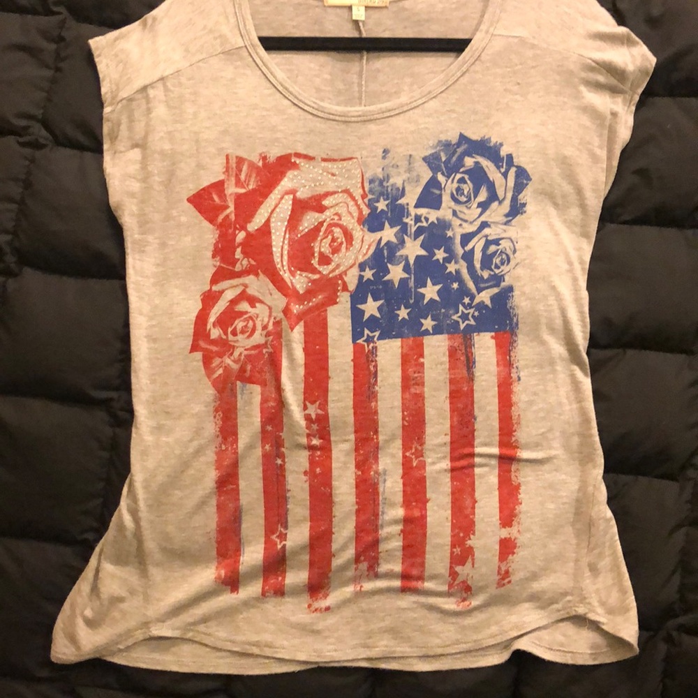 American Flag T-Shirt- Gray